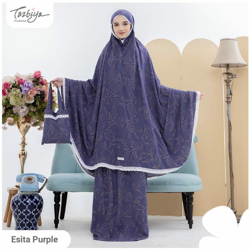 Mukena Tazbiya Esita Series Allsize Katun Rayon Dewasa Jumbo Motif Cantik