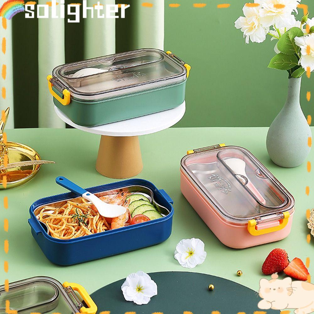 Solighter Lunch Box Wadah Makanan Stainless Steel Nyaman Anti Bocor