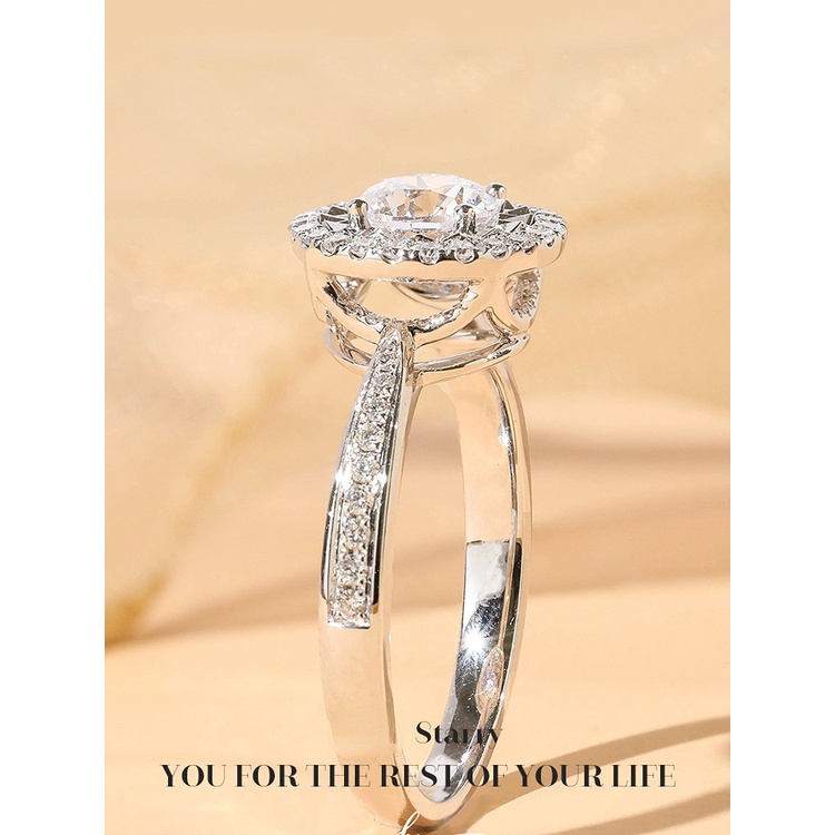 Goldkingdom Aksesoris Perhiasan Fashion Ready Stock Cincin Berlian Delapan Hati Delapan Panah Karbon Tinggi Diamond Plating Pt950 Bintang Mata Cincin Wanita