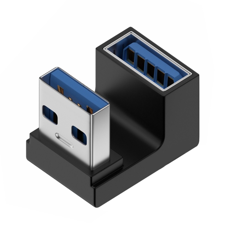 Vivi USB 3.0 Male to Female Adaptor Ekstensi Sudut Kanan 90derajat USB Konektor Ke Atas Bawah 10Gbps Untuk Laptop PC