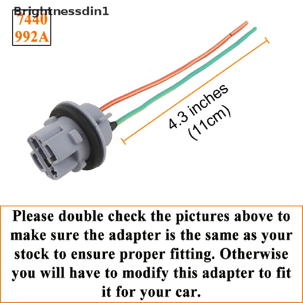 [Brightnessdin1] 2pcs 7440t20 Female Rem Sein Bohlam holder Soket Adaptor Wiring Harness Butik