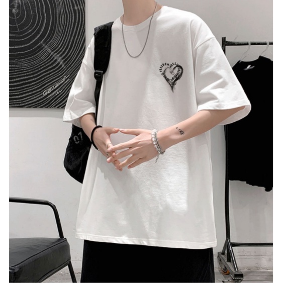 EUROPEAN AND AMERICAN FASHION BRAND SHORT-SLEEVED MEN'S INS FASHION BRAND JAPANESE STREET LOVE T-SHIRT FAT MAN OVERSIZE HALF-SLEEVED T-SHIRT KAOS OVERSIZED KOREAN 3/4 SLEDOVED KAOS PRIA BAJU OVERSIZE PRIA ATASAN PAKAIAN POLOS