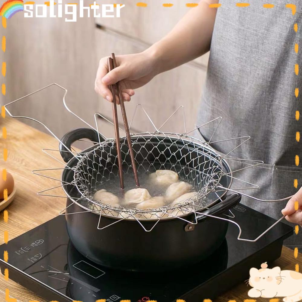 Solighter Stainless Steel Hot Sale Alat Dapur Penggorengan Drainer Kentang Keranjang