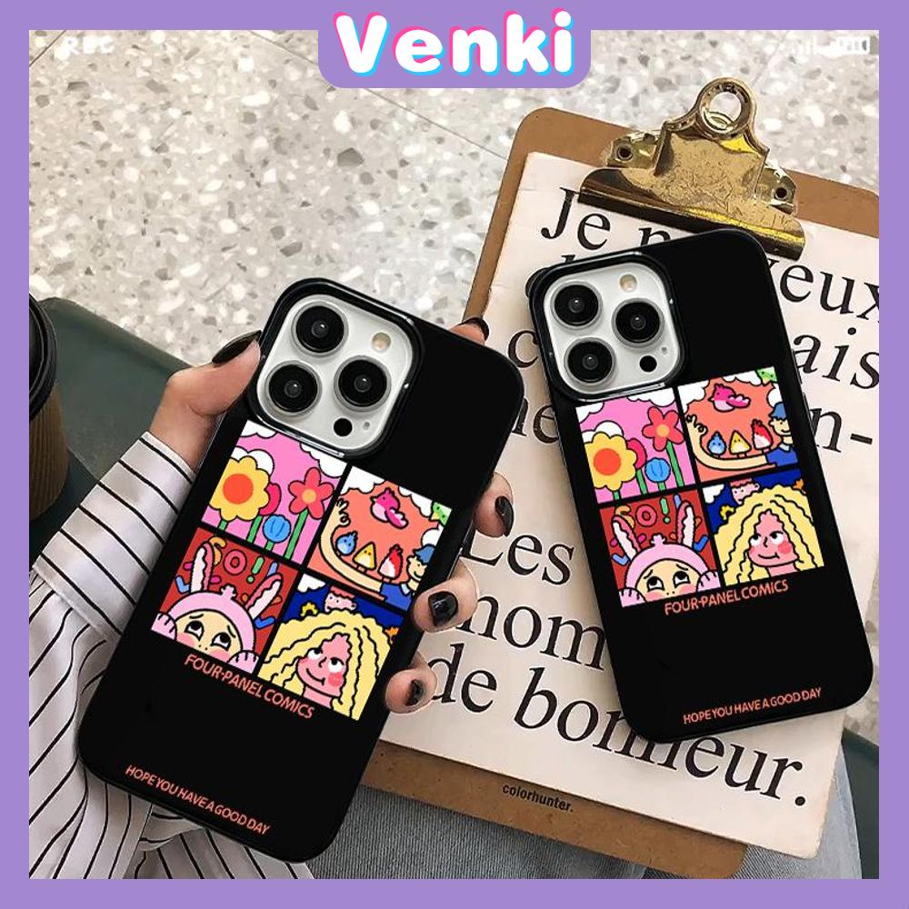 iPhone Case Soft TPU Glossy Black Candy Case Cute Four-panel Comic Camera Protection Shockproof For iPhone 14 13 12 11 Pro Max 7 8 Plus X XR