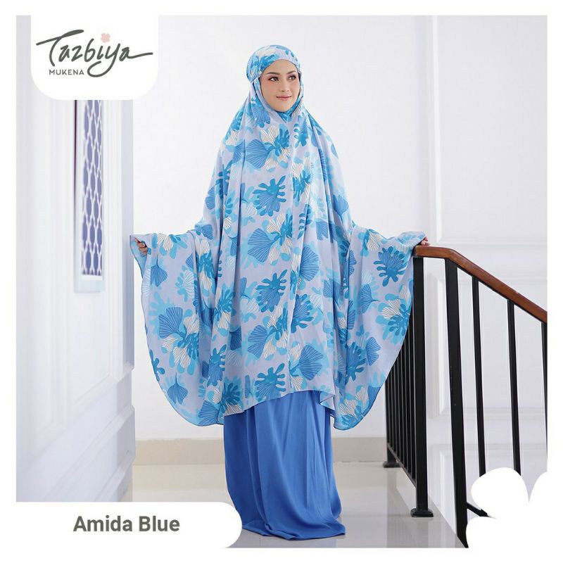 Mukena Tazbiya Cantik/Mukena Tazkia Jumbo Dewasa Katun Rayon Motif Amida Pink/Blue/Orange