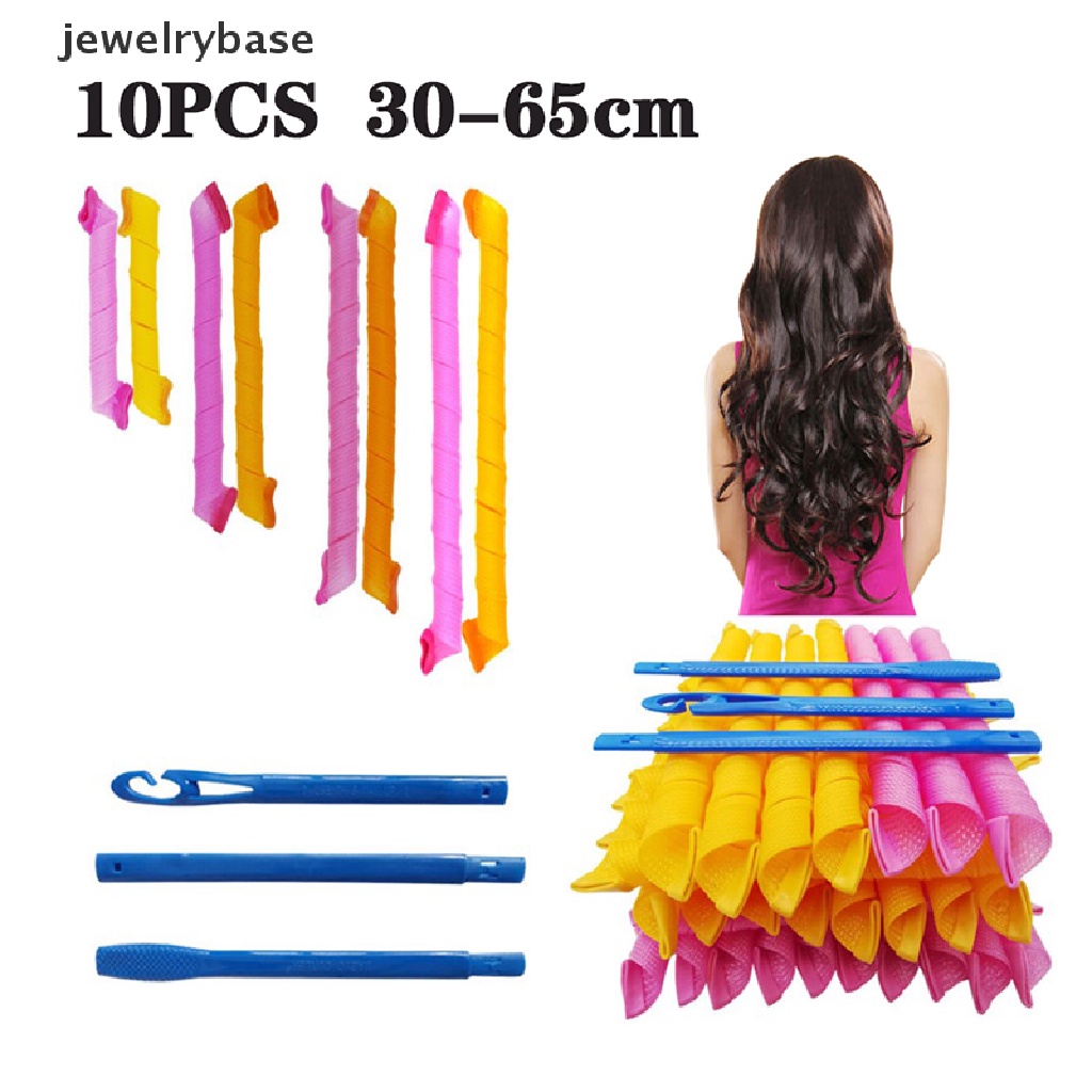 [jewelrybase] 10pcs (30-65cm) Rol Rambut Bentuk Siput Bukan Waveform Spiral Round Curl Hair tool Butik