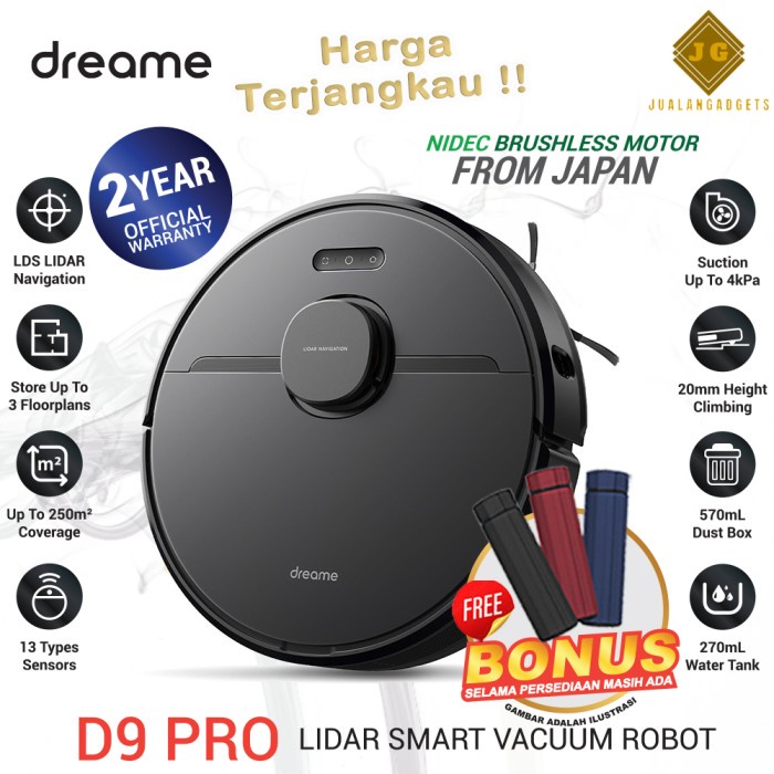Terlaris  Dreame D9 PRO Robot Vacuum Cleaner and Mop 4000Pa Garansi Resmi