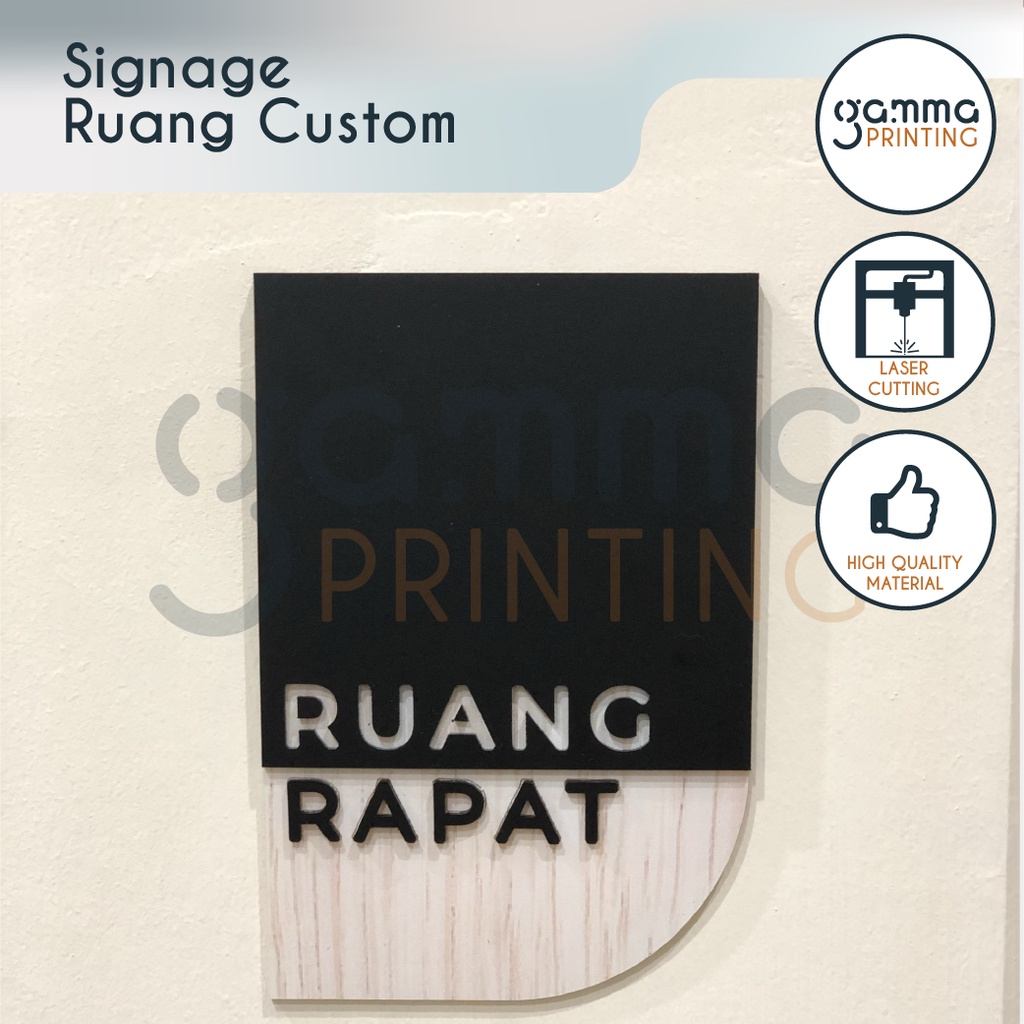 Signage Akrilik Custom Tulisan Ruang UV Print Sign Board Acrylic Gamma