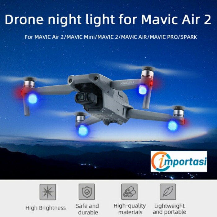 Universal Night Flight LED Light for DJI Mavic Air 2/2S Mini 1 2 Spark - Putih Kedip2