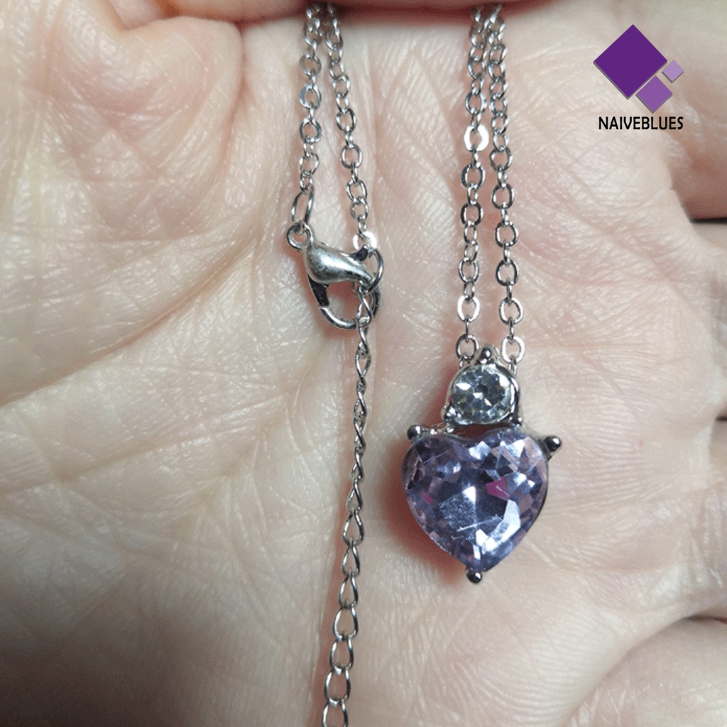 Naiveblue &gt; 1set Kalung Pengantin Liontin Hati Berlian Imitasi Manis Tahan Lama Set Untuk