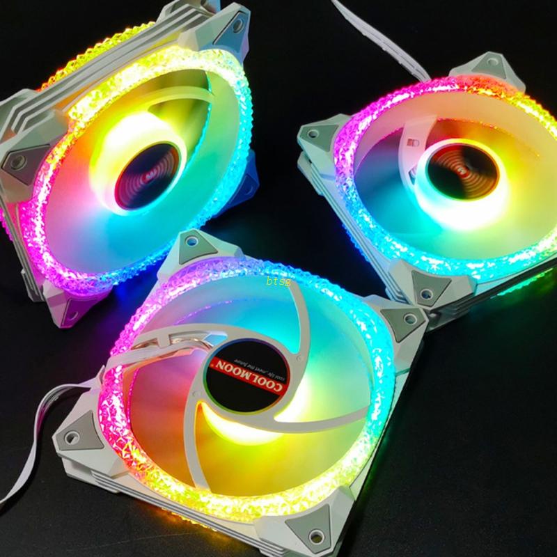 Bt Pendingin CPU Sistem Radiator LED RGB 120mm Untuk Case Fan, Edisi Sepi Dengan Musik Warna Yang Dapat Disesuaikan Untuk Case Fan Untuk PC