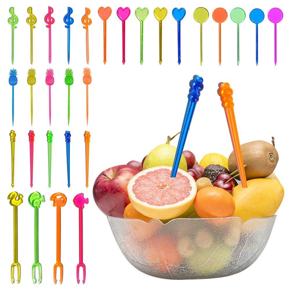 Solighter 100pcs Garpu Buah Love Modeling Food Picks Lunch Bento Aksesoris Fruit Sign