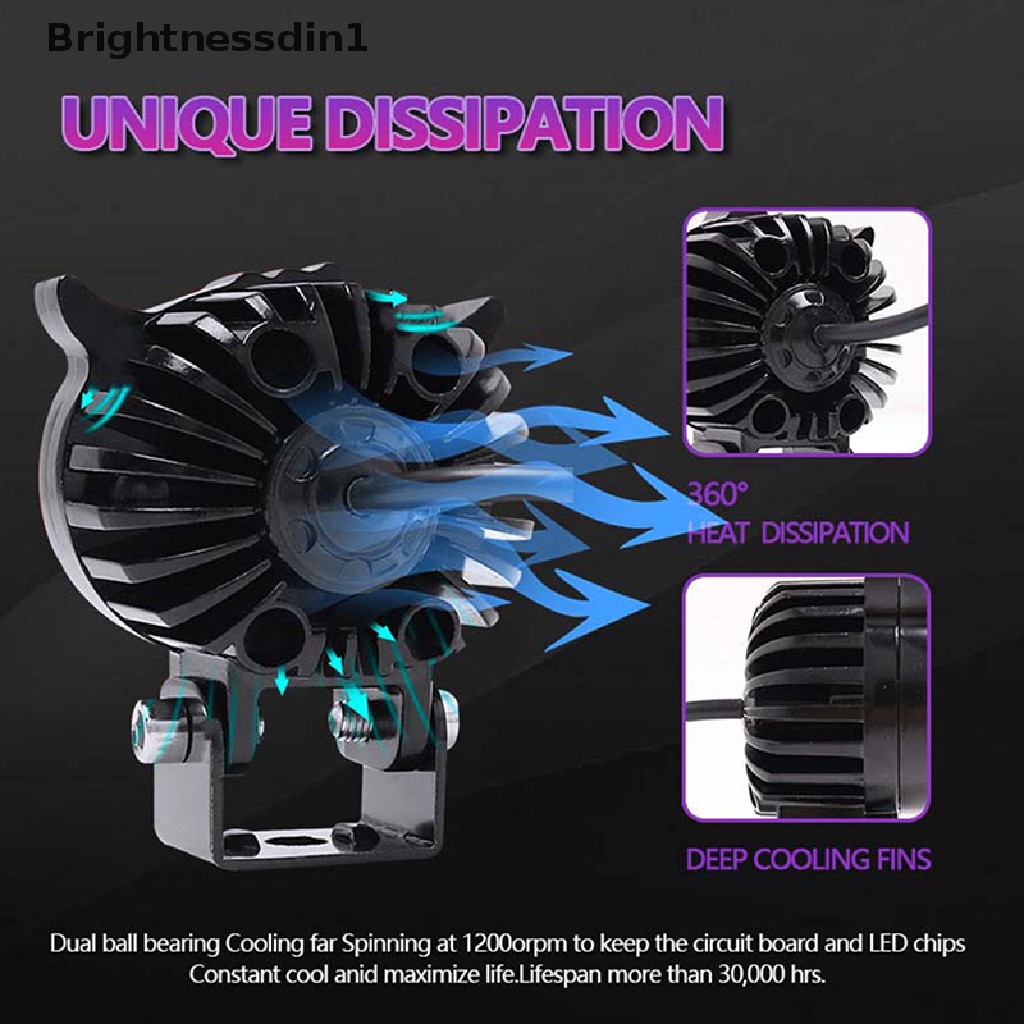 [Brightnessdin1] Lampu Depan Motor Dual Color LED Spot Light Bentuk Burung Hantu Head Light Headlight Putih Kuning Dual Color Work Light Car Styling Untuk Sepeda Jalan Mobil ATV Butik