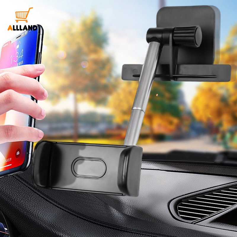 Stand Handphone Perekat Diri Kaca Depan Mobil Portabel/Otomotif 360derajat Dudukan Ponsel GPS Yang Dapat Diputar/Braket Navigasi Yang Dapat Ditarik Kendaraan