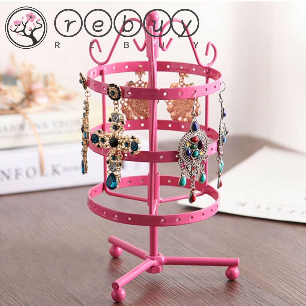 Rak Stand Holder Display Perhiasan Anting Kalung Bentuk Bulat Bahan Logam Untuk Wanita