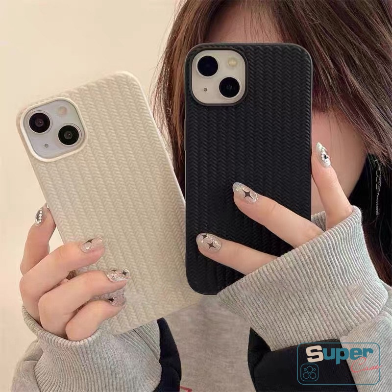 Pola Sweater Rajut Simple Mewah Casing Ponsel Kompatibel Untuk iPhone 7plus 8plus 11xr 14 12 13 Pro MAX XS MAX X7 8 Plus SE 2020 Tahan Kotoran Lembut Tpu Full Penutup Belakang