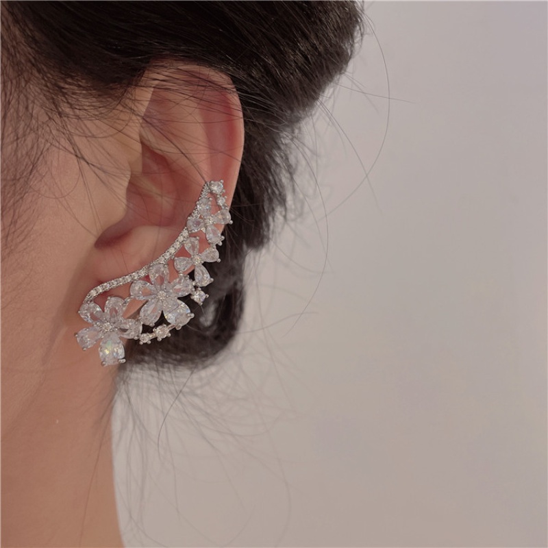 1pc Fashion Zirkon Bunga Anting Klip Anting Terintegrasi Kualitas Tinggi Anting Rohani