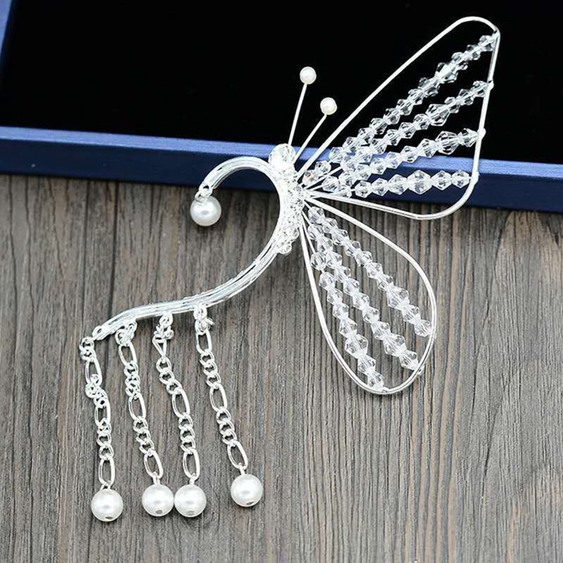 1pcs Anting Cuff Kupu-Kupu Dengan Rumbai Mutiara/Anting Wanita Fashion