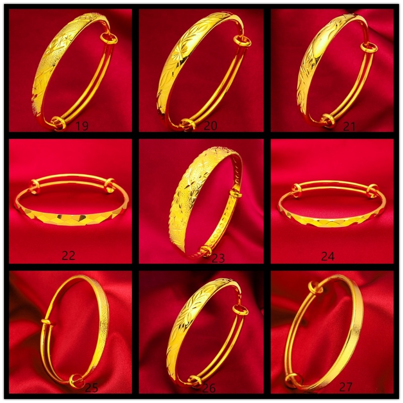 Goldkingdom Aksesoris Perhiasan Fashion Ready Stock Emas Mulut Dapat Disesuaikan Dan Tertutup Minimalis Mewah Melubangi Pola Gelang