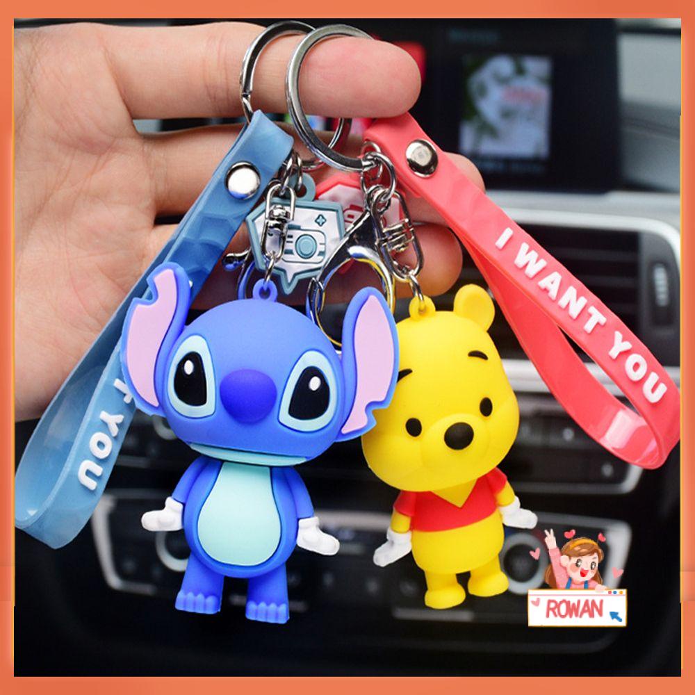 R-flower Anime Gantungan Kunci Model Hadiah Kartun Mobil Gantungan Kunci Liontin Aksesoris Perhiasan Stitch Figure Keyring