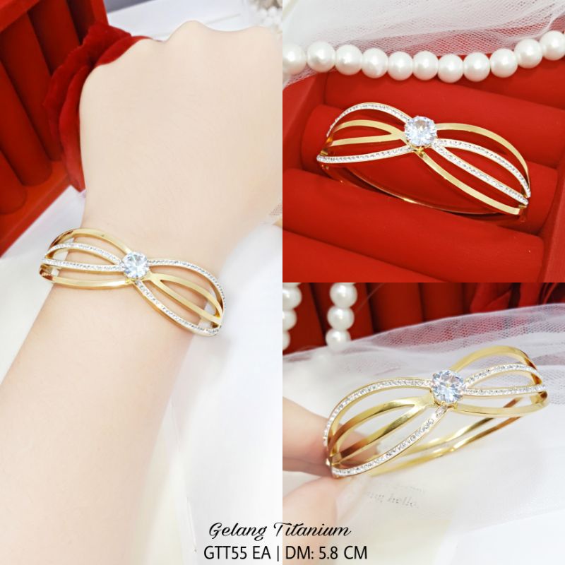 Gelang Titanium Wanita/Titanium Gelang Permata GTT30-55 EA