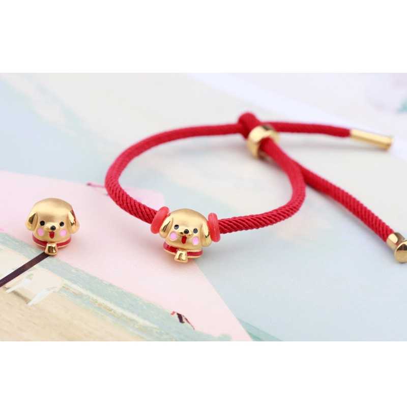 Goldkingdom Fashion Perhiasan Aksesoris Ready Stock Bayi Gelang Emas Asli Kadar 375 3D Emas Asli Kadar 375 Lao Abrasive Gold Zodiak Puppy Bayi Gelang Pria Dan Wanita Transportasi Manik-Manik Bulan Purnama Hadiah