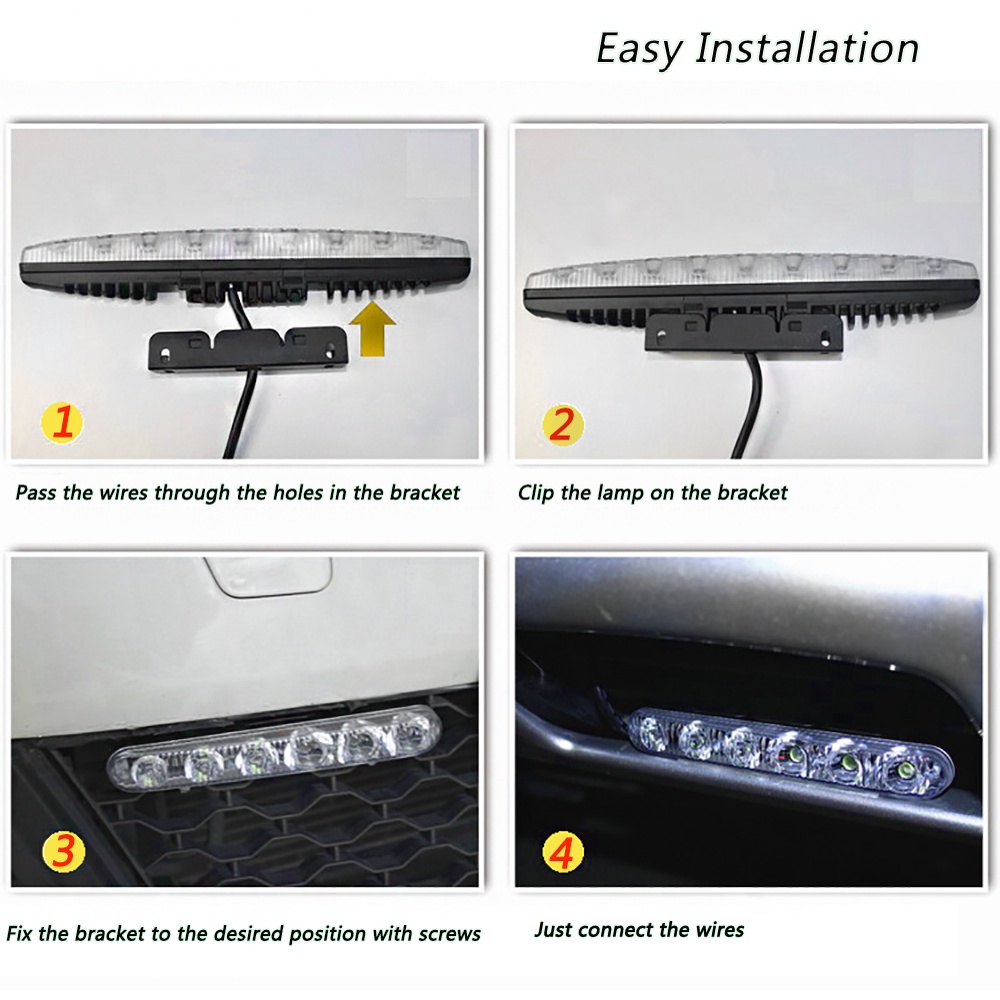 【Sepasang】 Lampu Led Drl Mobil 6 Titik Mata Super Terang Lampu Bumper Depan Mobil 12 V Tahan Air