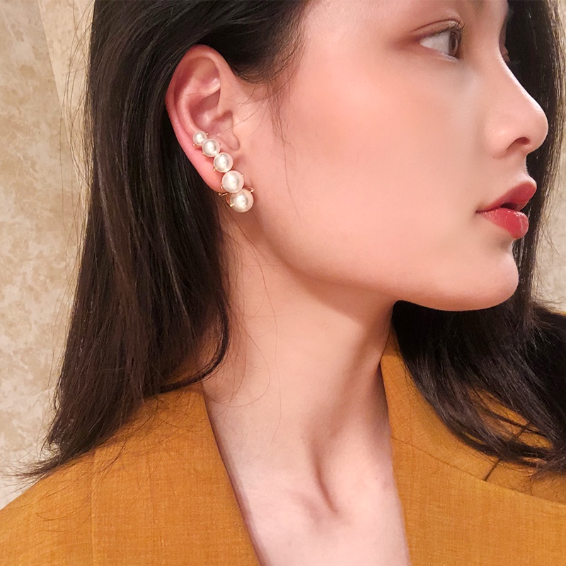 Kepribadian Geometris Melengkung Manik-Manik Anting Mutiara lady Korea