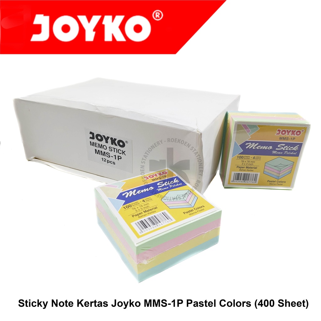 

Joyko Sticky Note Kertas 76x76mm MMS-1P (400 Sheets = 80 x 5 Pastel Colours)