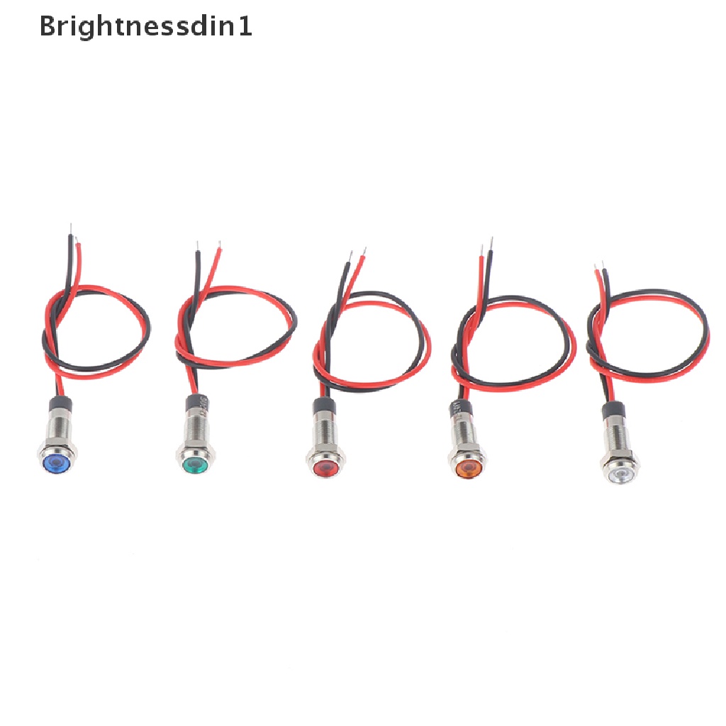 [Brightnessdin1] P67 waterproof 6mm Lampu Indikator Peringatan Logam led 3v 5v 6v 12v 24v 220v Butik