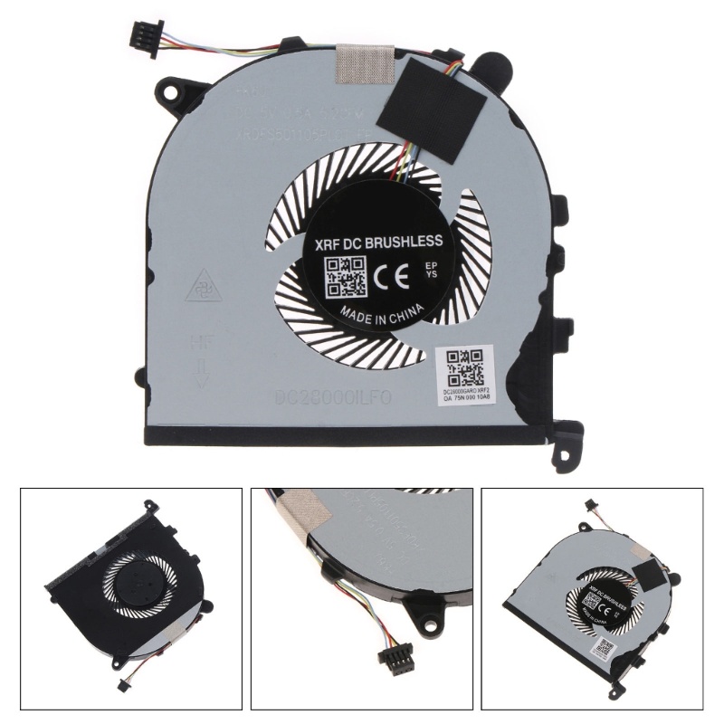 Zzz CPU GPU Fan Laptop Cooling Fan DC5V 0.5a 4-pin 4-kabel Untuk DELL XPS 15 9560 Presisi5520 Bagian Laptop Brushless Mot