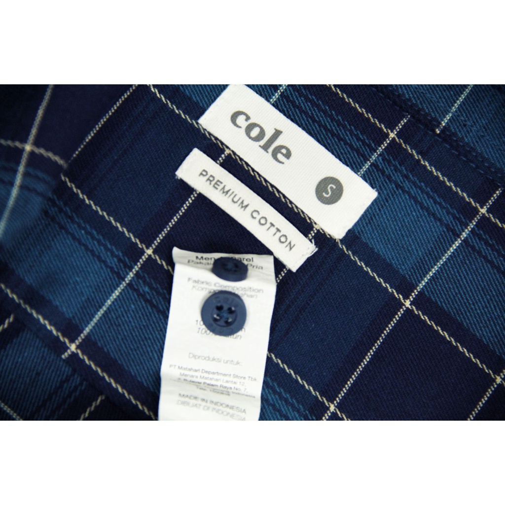 [COD] Baju Kemeja Cole Code 19 Casual Lengan Panjang Reguler Fit Biru Pria Motif Kotak-kotak | Kemeja Original 100% Brand Matahari Big Size Kasual Kesual