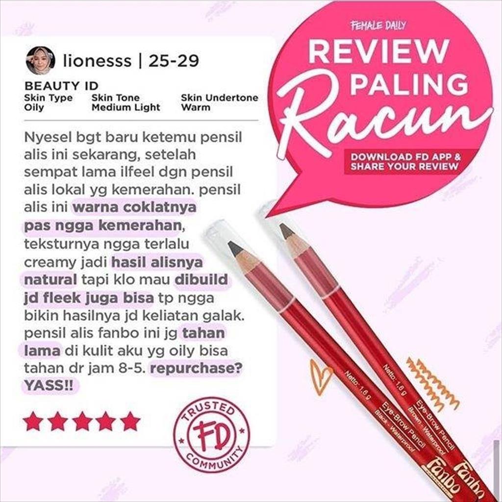 Fanbo Pensil Alis / Eyebrow Pencil Black Brown Coklat Hitam Fantastic Gold