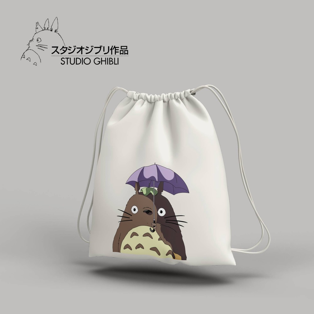 Stringbag Anime studio ghibli series my neighbor totoro tas serut canvas blacu premium string bag