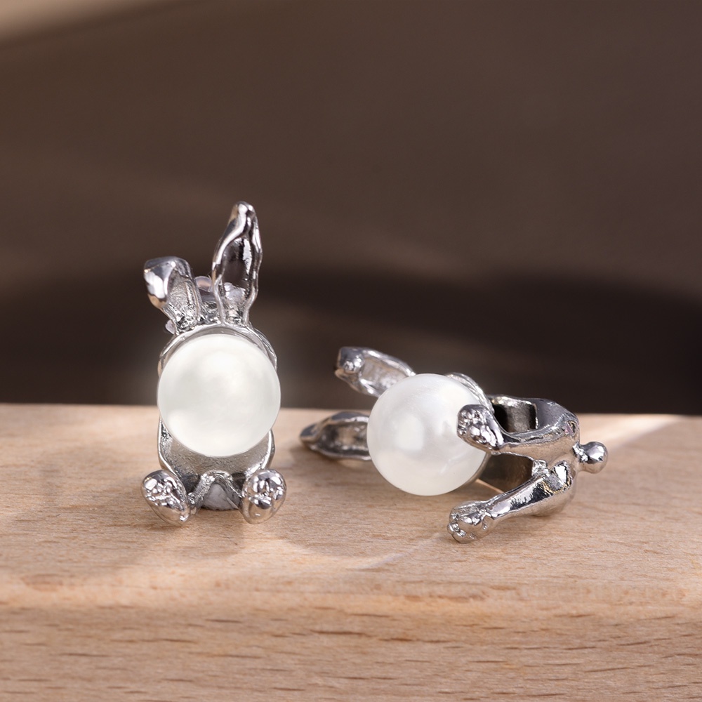 Korea Style Pearl Rabbit Stud Earrings Elegan Pesta Pernikahan Telinga Perhiasan Aksesoris Gadis Studs Earrings Fashion Menjuntai Earrings Premium Faux Pearl Earrings