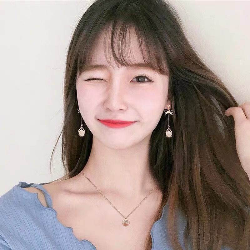 Anting Opal Tahun Baru Gaya Baru Anting Trendi Perempuan Korea Influencer Temperamen Terlihat Wajah Tipis Anting Panjang Earrings Earrings