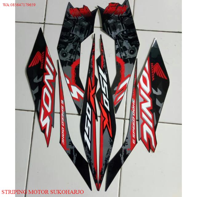 (ORI) Stiker striping honda sonic 150r 2019 hitam KUALITAS ORIGINAL MURAH