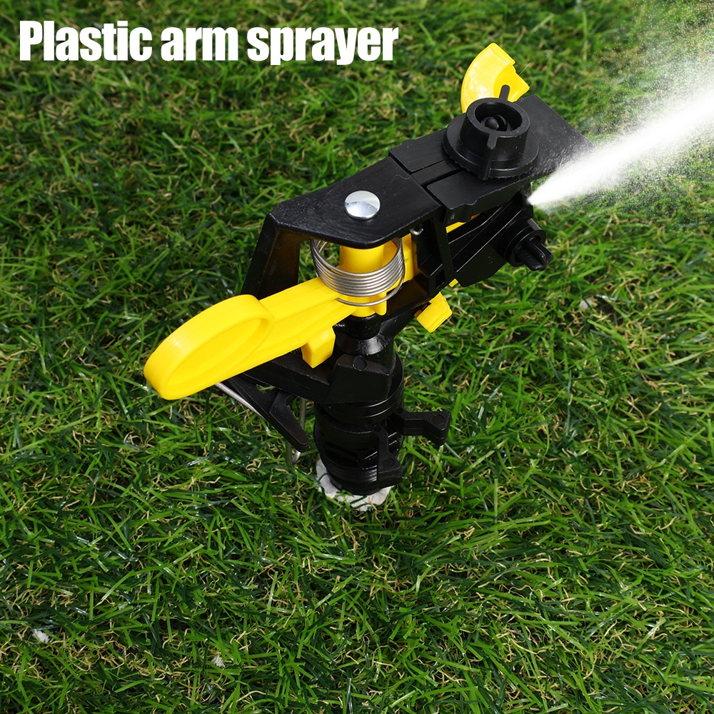 Sprinkler Jet Berputar 360derajat1per2 ''Male Thread Rocker Nozzle Double-Rocker Arm Sprayer Plastik Alat Irigasi Pertanian Taman