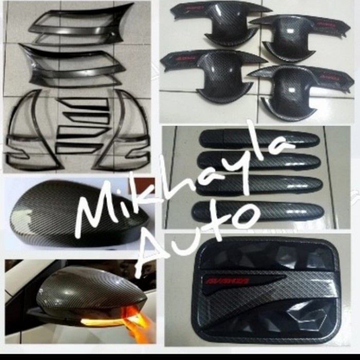 Paket Garnishh Outer Handle Tank Cover Spion Carbon Avanza Veloz 2019-2021 - KHAIRUN Variasi mobil