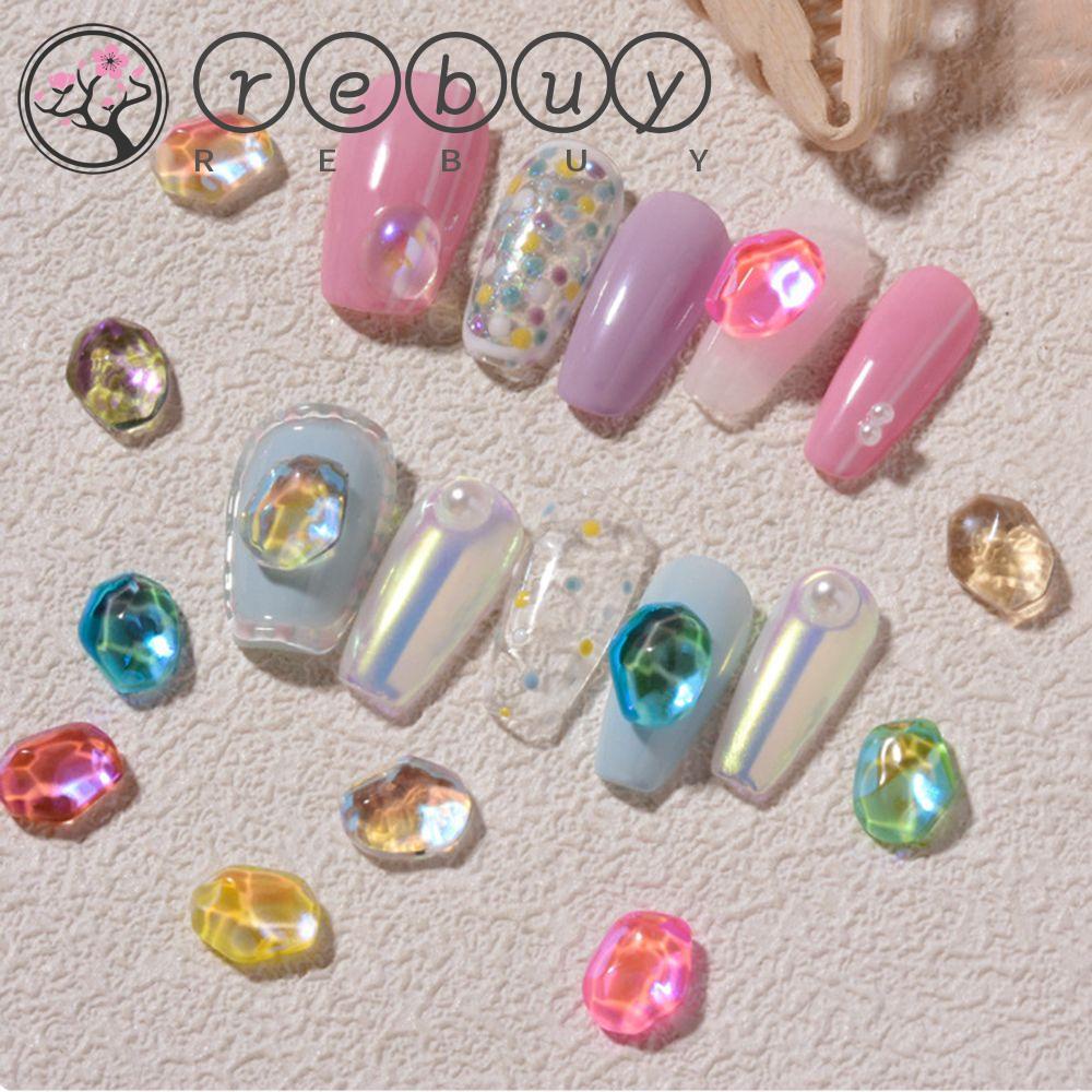 Rebuy Nail Art Perhiasan Fashion Tembus Es Batu Datar-Bawah Berlian Riak Air Manikur Aksesoris