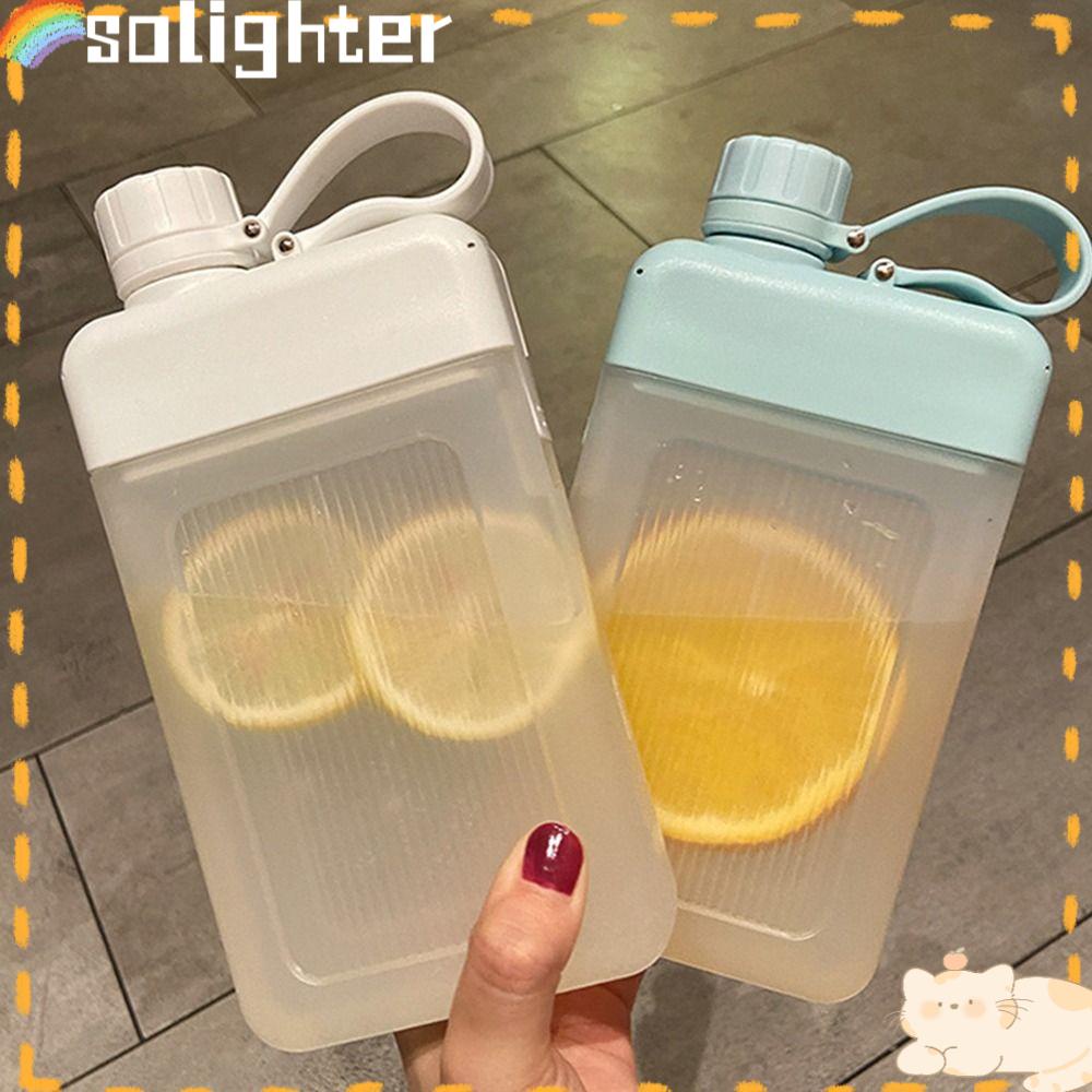 Solighter 450ML Botol Air Datar Portable Reusable BPA Free Juice Cup