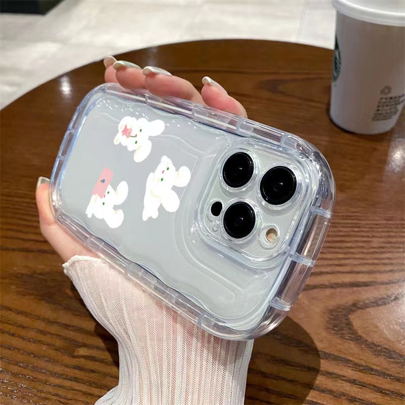 IPHONE Casing Ponsel Lucu Shockproof Kompatibel Untuk Iphone13 11 14 12 Pro XS Max X Xr7 +8 Plus Kelinci Lucu Lembut Transparan Casing TPU Silicone Cover
