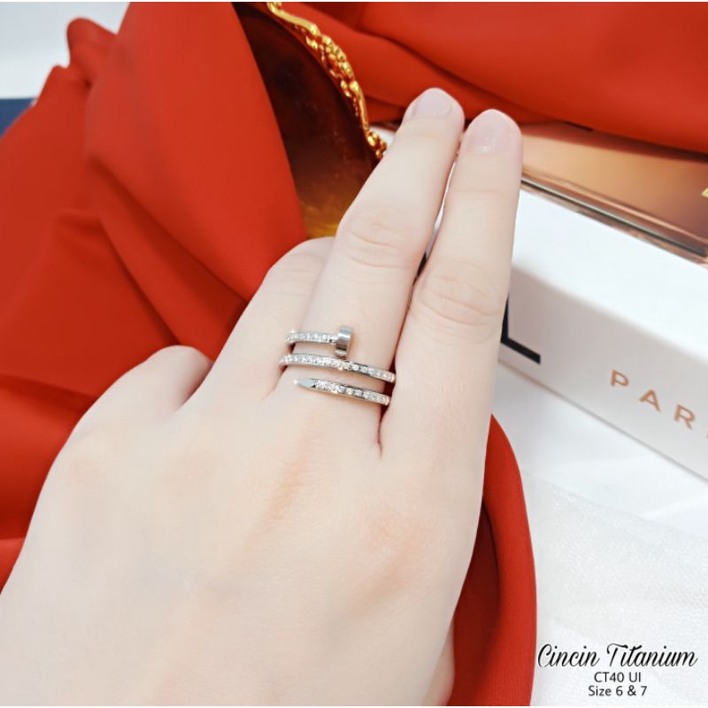 Cincin Titanium Wanita/Cincin Titanium Paku CT40-45-48 UI