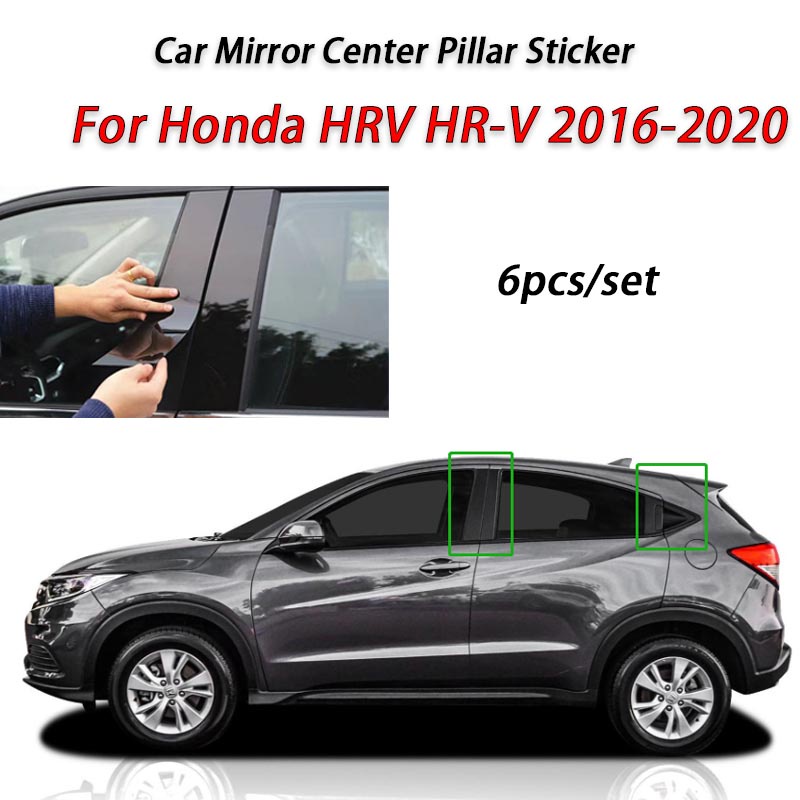 Honda HRV Hitam Glossy Jendela Pintu Mobil Kolom Tengah B C Tiang Pilar Stiker Lis Kaca Film Dekorasi Untuk HR-V 2016-2022 2023aksesoris