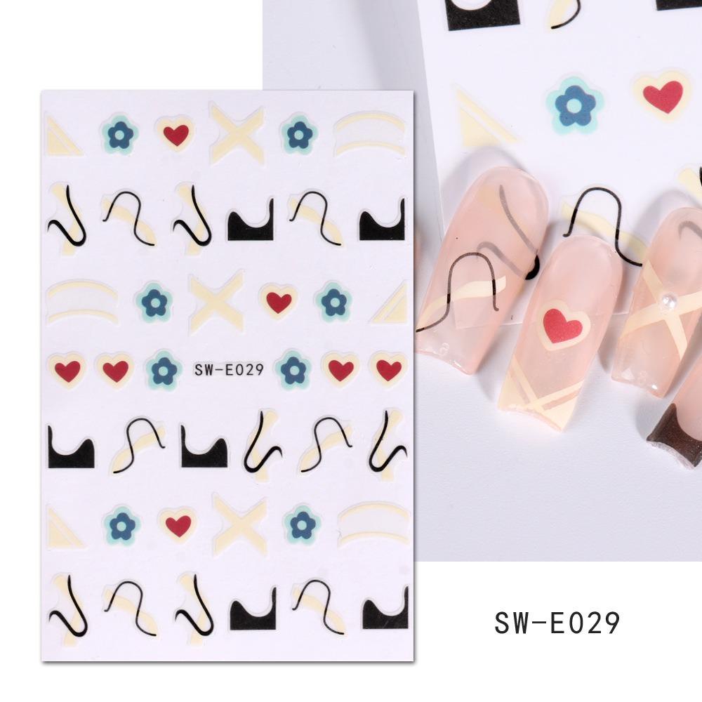 Mxbeauty Stiker Kuku Kartun Warna-Warni Ins Gaya Cinta Hati Fashion Dekorasi Kuku Perekat Diri