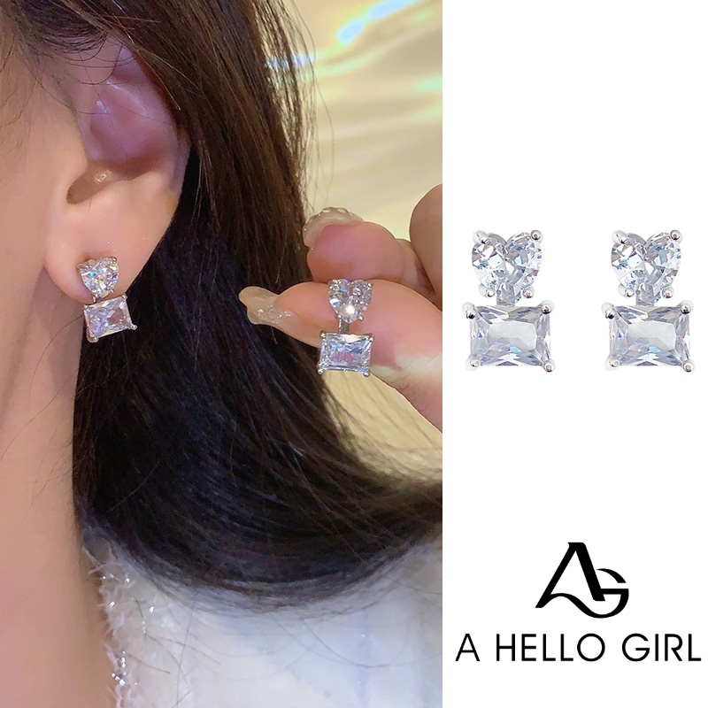 2022 Anting Tusuk Sterling Silver 925 Desain Hati Hias Zircon Gaya Mewah Untuk Wanita