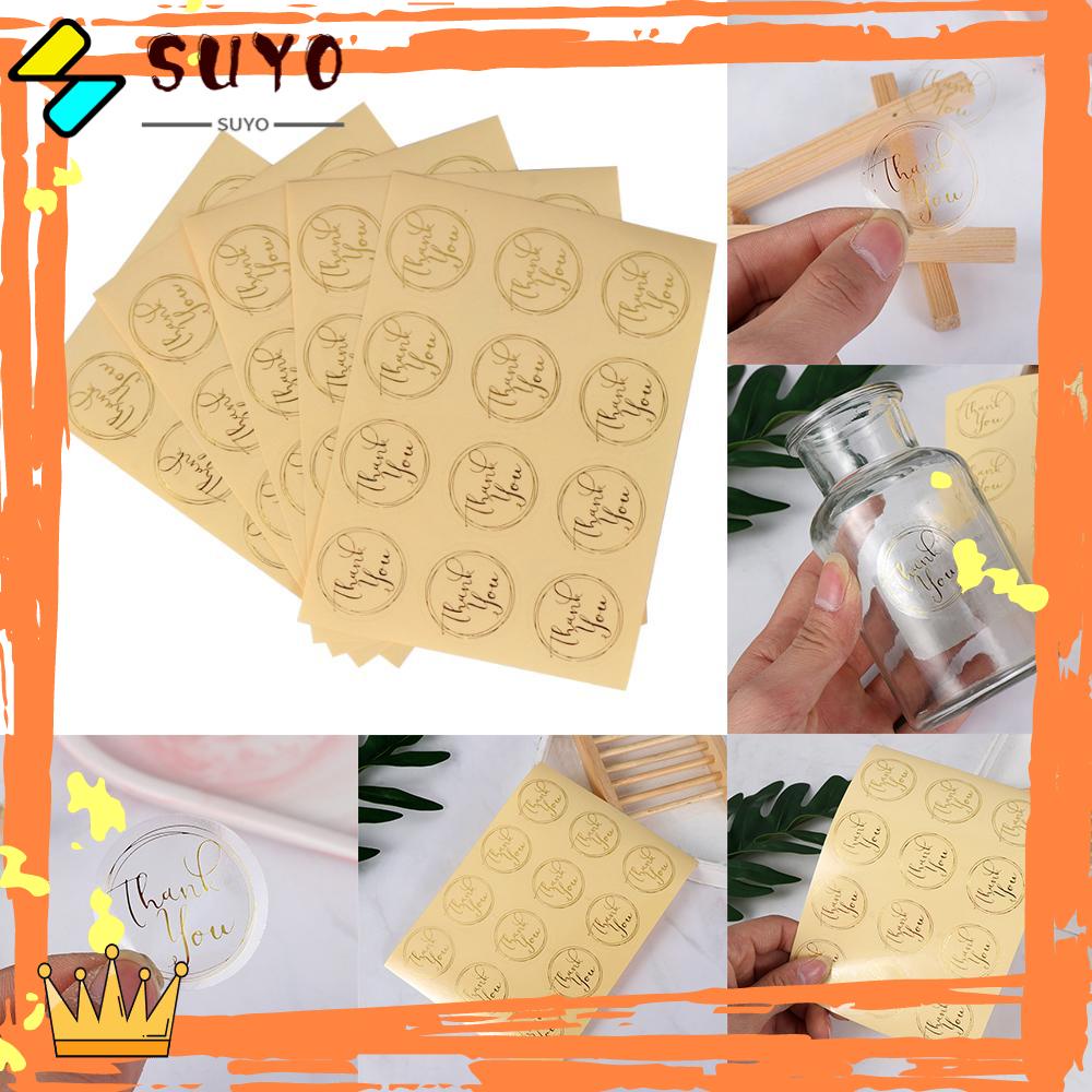 Suyo Handmade Stiker Suvenir Pernikahan Bulat Bronzing Baking Perhiasan Sealing Craft Terima Kasih