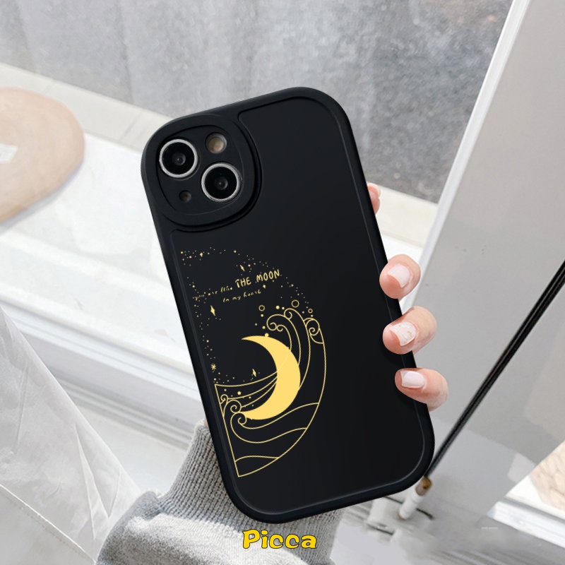 Kartun Bulan Matahari Pasangan Ponsel Case Untuk Infinix Hot11 10 9 Bermain Hot 10 Lite Hot 10s 10T 11s Infinix Smart5 6 Note8 Simple Warna Solid Lembut Tpu Case Couples Cover