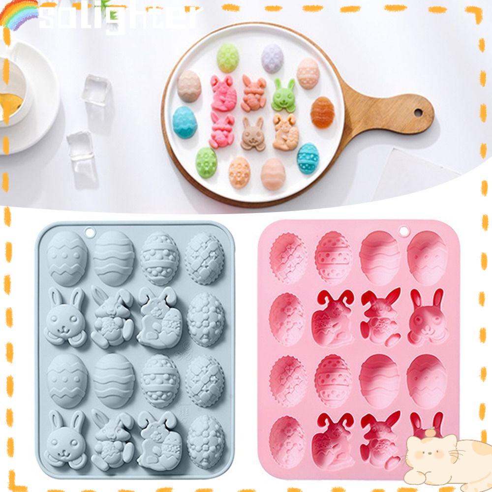 Cetakan Silikon SOLIGHTER Easter Handmade Soap Mold Dekorasi Liburan 16rongga