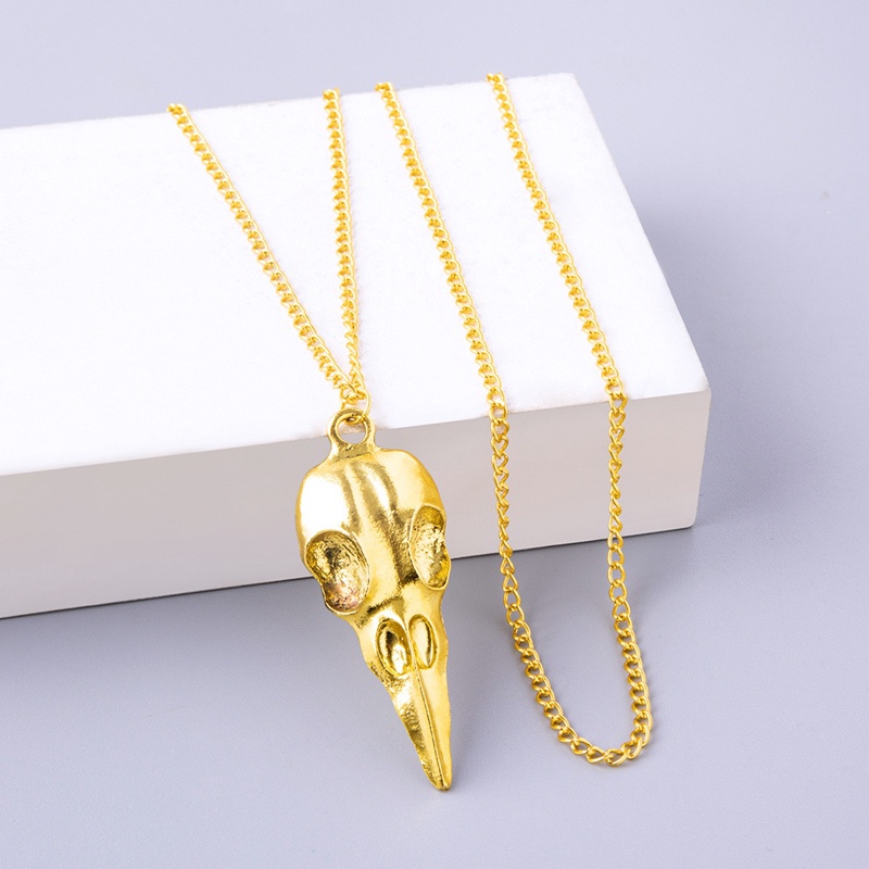 Hot Selling Mode Novelty Stereo Crow Head Skull Pendant Kalung Rantai Hadiah Natal